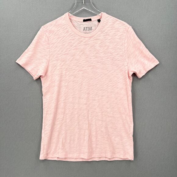 ATM Anthony Thomas Melillo Slub Crewneck Tee Mens Small Pink Short Sleeve Cotton - Picture 3 of 13